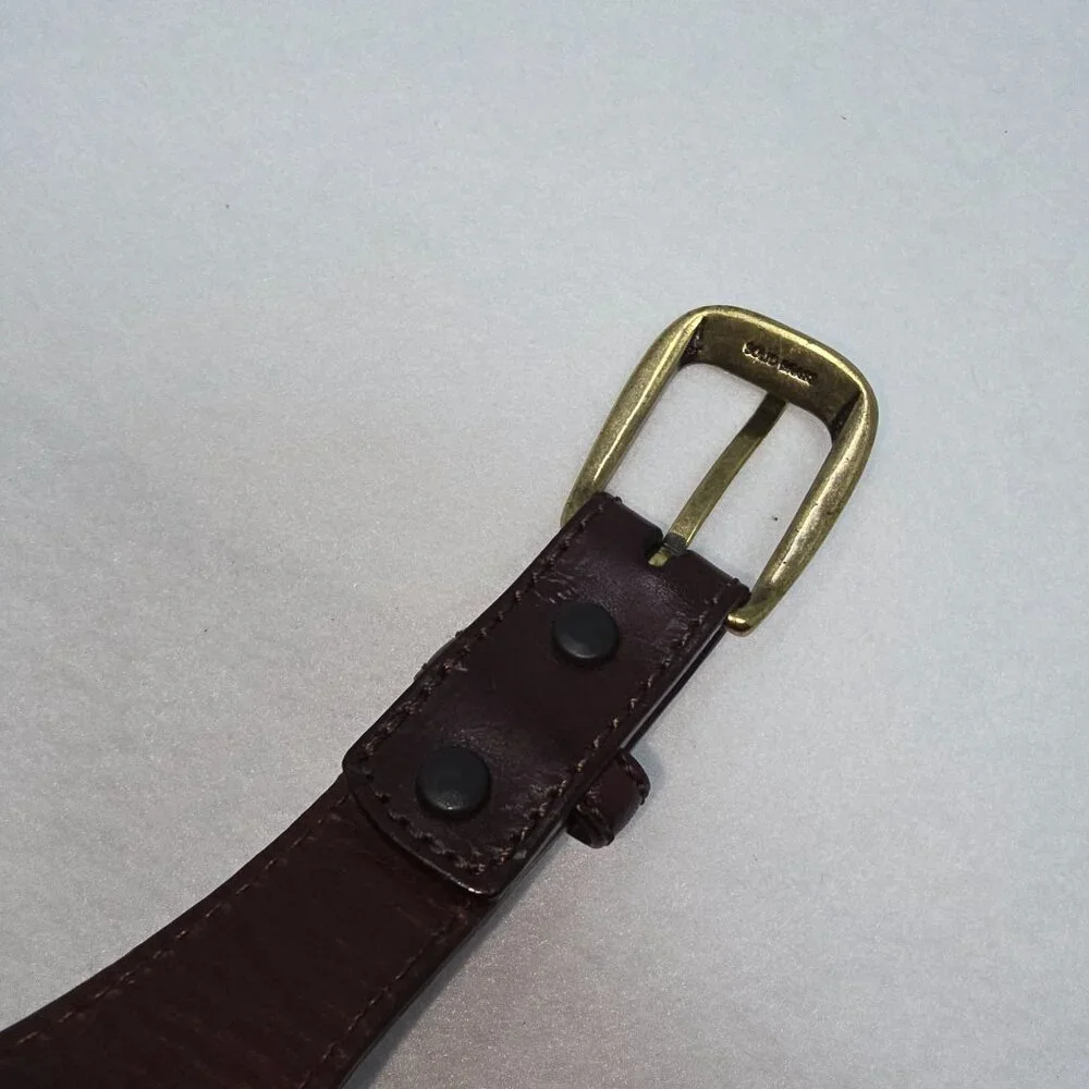 Brighton Belt P2707 Mens 36 Brown Leather Woven Inlay Brass Buckle